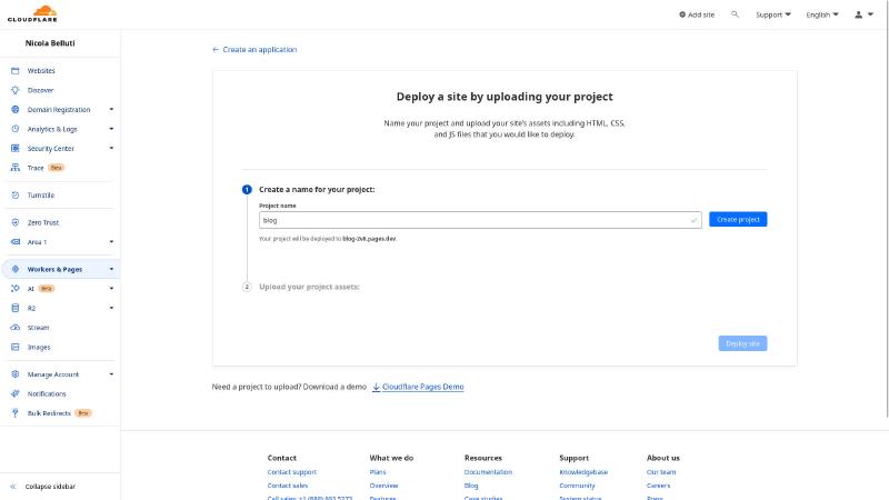 Qua bisogna inserire il nome del progetto